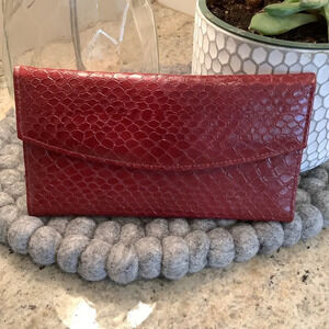 Princess Gardner Vintage Red Leather Checkbook Wallet New